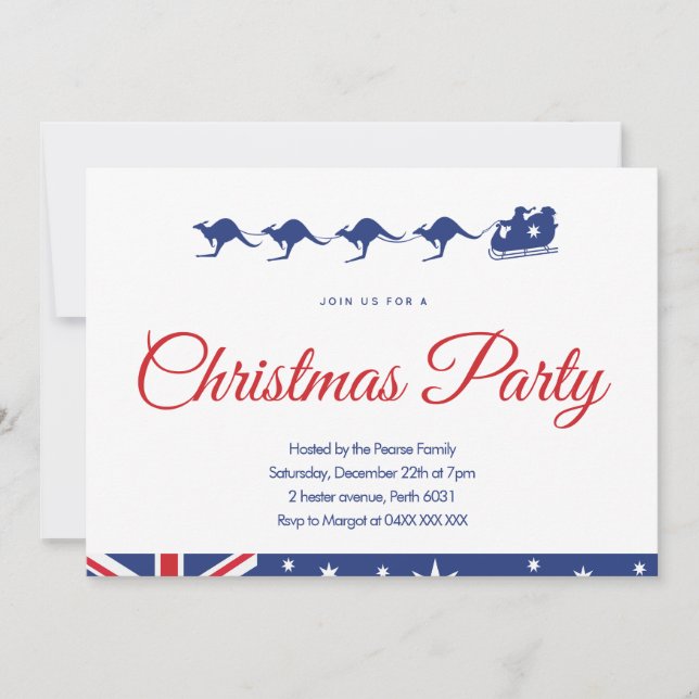 invitación a la fiesta de Navidad australiana band (Anverso)