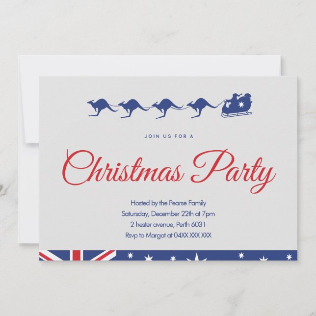 Invitación a la fiesta de Navidad australiana trin (Anverso)