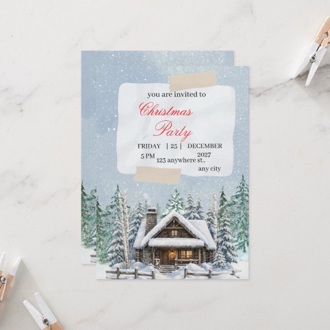 Invitación a la fiesta de Navidad Azul (Anverso/Reverso In Situ)