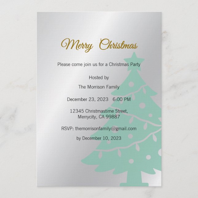 Invitación a la fiesta de Navidad, Cena de Navidad (Anverso)