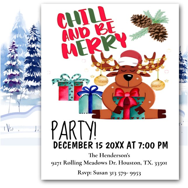 Invitación a la fiesta de Navidad Chill And Be Mer (Subido por el creador)