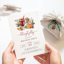 Invitación a la Fiesta de Navidad con Acuarelas de