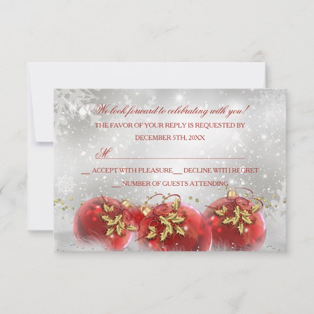 Invitación a la fiesta de Navidad con adornos de a (Anverso)