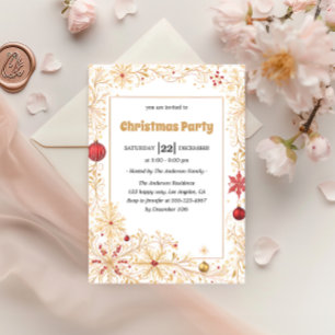 Invitación a la Fiesta de Navidad con Adornos Eleg