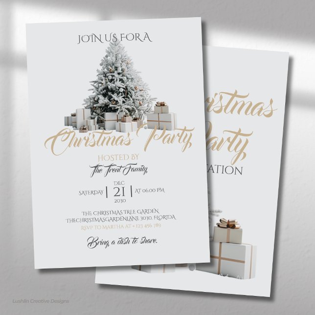 Invitación a la fiesta de Navidad con árbol y rega (Subido por el creador)