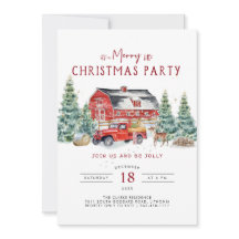 Invitación a la fiesta de Navidad con camión rojo 