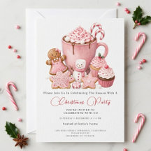 Invitación a la fiesta de Navidad con chocolate ca