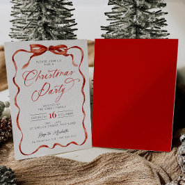 Invitación a la fiesta de Navidad con cinta roja