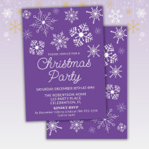 Invitación a la fiesta de Navidad con copos de nie