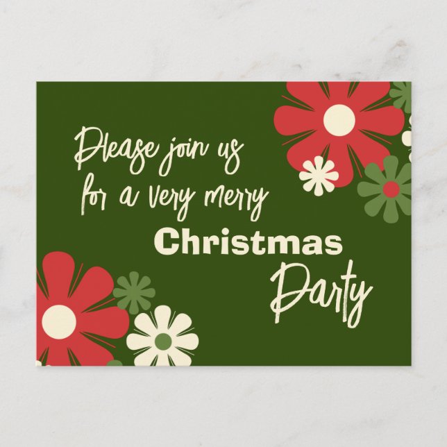 Invitación a la fiesta de Navidad con estampado fl (Anverso)