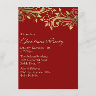 Invitación a la fiesta de Navidad con floritura de