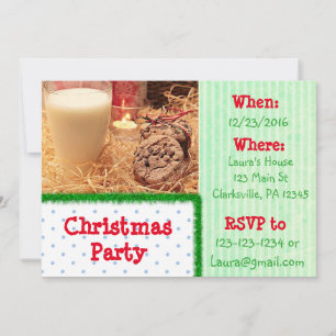 Invitación a la fiesta de Navidad con galletas roj