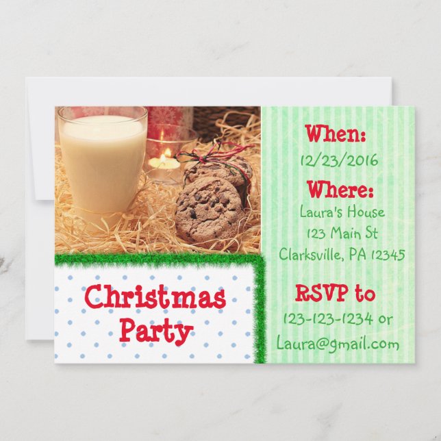 Invitación a la fiesta de Navidad con galletas roj (Anverso)