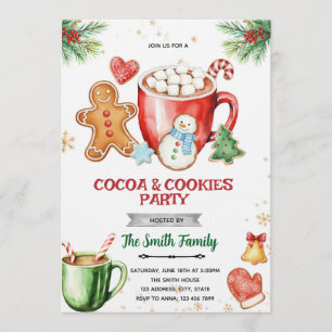 Invitación a la fiesta de Navidad con galletas y c