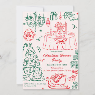 Invitación a la fiesta de Navidad con garabatos di