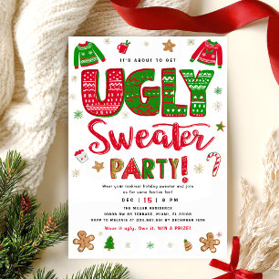 Invitación a la fiesta de Navidad con jersey feo