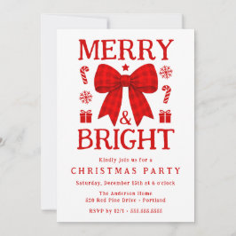 Invitación a la fiesta de Navidad con lazo de ging