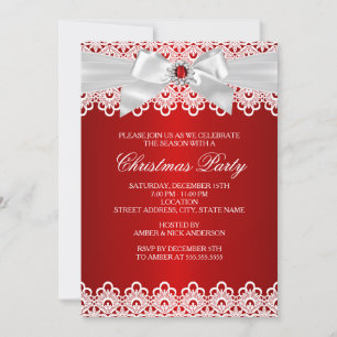Invitación a la fiesta de Navidad con lazo de joya