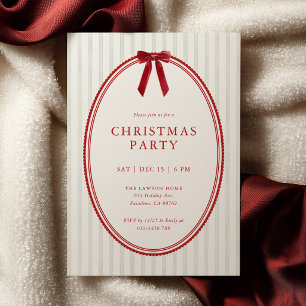 Invitación a la fiesta de Navidad con lazo de raya