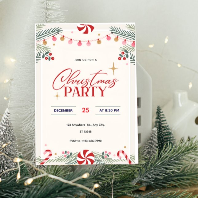 Invitación a la fiesta de Navidad con menta  (Subido por el creador)