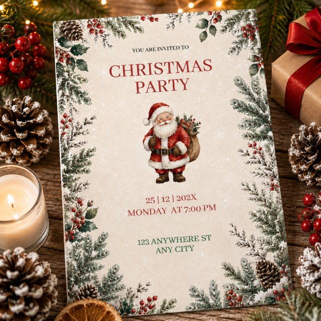 Invitación a la fiesta de Navidad con Papá Noel (Subido por el creador)