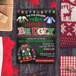 Invitación a la fiesta de Navidad con pizarra de s