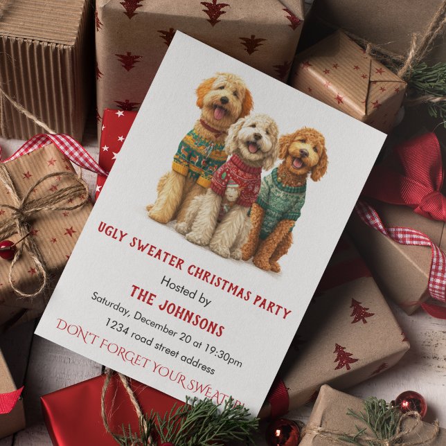 Invitación a la fiesta de Navidad con suéter feo (Subido por el creador)