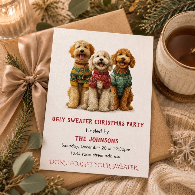 Invitación a la fiesta de Navidad con suéter feo (Subido por el creador)