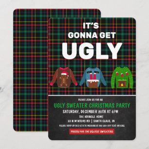 Invitación a la fiesta de Navidad con suéter feo