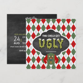 Invitación a la fiesta de Navidad con suéter feo e