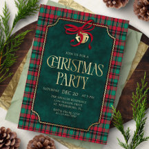 Invitación a la fiesta de Navidad con tartán