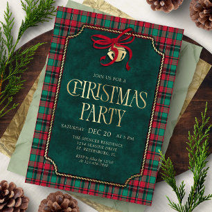Invitación a la fiesta de Navidad con tartán