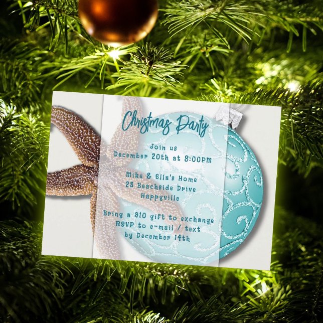 Invitación a la fiesta de Navidad costera con estr (Subido por el creador)