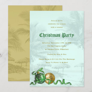 Invitación a la fiesta de Navidad costera con palm