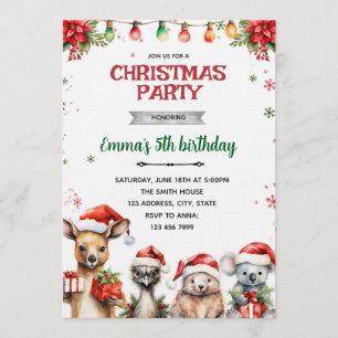 Invitación a la fiesta de Navidad de animales aust