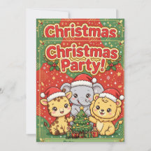 Invitación a la fiesta de Navidad de animales de s