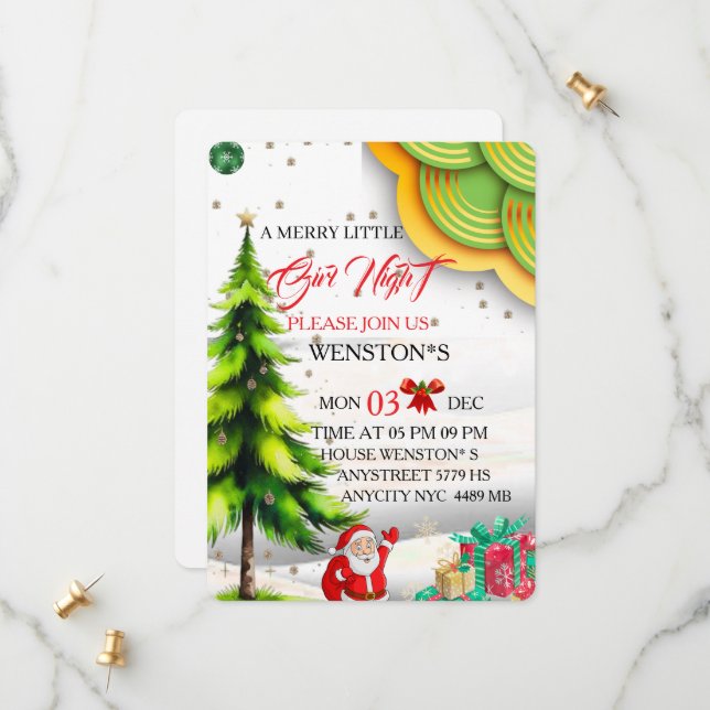Invitación a la fiesta de Navidad de chicas, Frien (Anverso/Reverso In Situ)