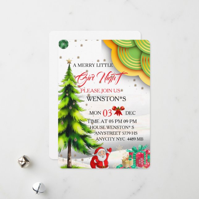 Invitación a la fiesta de Navidad de chicas, Frien (Anverso/Reverso In Situ)