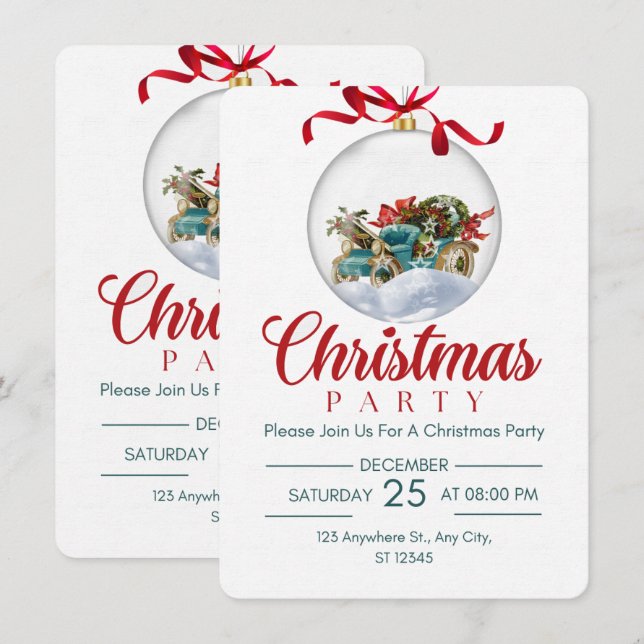 Invitación a la Fiesta de Navidad de Diciembre (Anverso / Reverso)