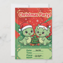 Invitación a la fiesta de Navidad de dinosaurios