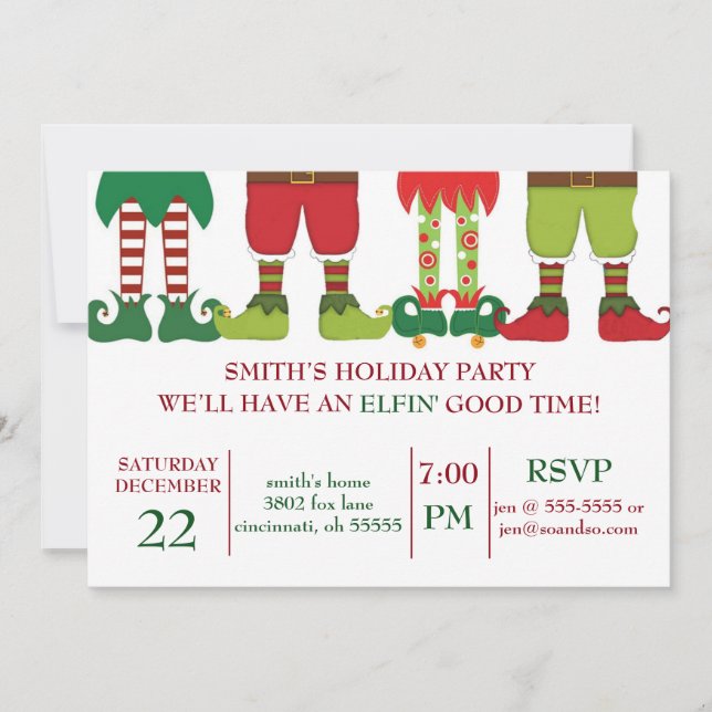 Invitación a la fiesta de Navidad de Elfin (Anverso)