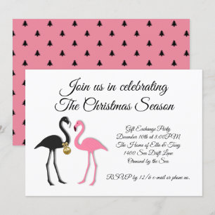 Invitación a la fiesta de Navidad de flamencos neg