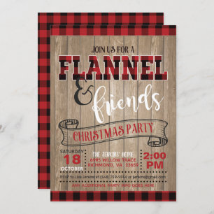 Invitación a la fiesta de Navidad de Flannel y sus