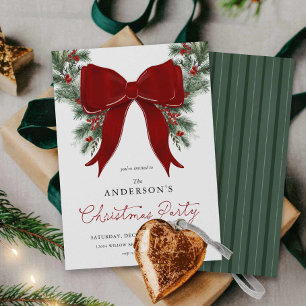 Invitación a la fiesta de Navidad de follaje inver