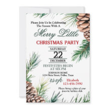 Invitación a la fiesta de Navidad de hoja perenne