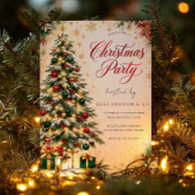 Invitación a la fiesta de Navidad de hoja perenne