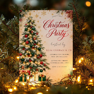 Invitación a la fiesta de Navidad de hoja perenne