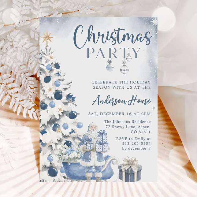 Invitación a la fiesta de Navidad de invierno azul (Subido por el creador)