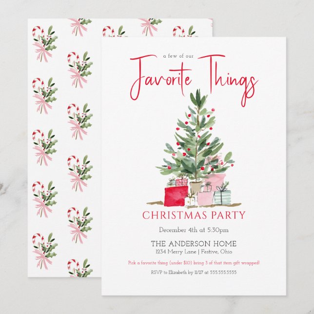 Invitación a la fiesta de Navidad de las cosas fav (Anverso / Reverso)