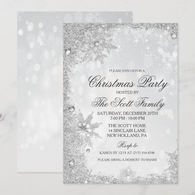 Invitación a la fiesta de Navidad de las vacacione (Anverso / Reverso)